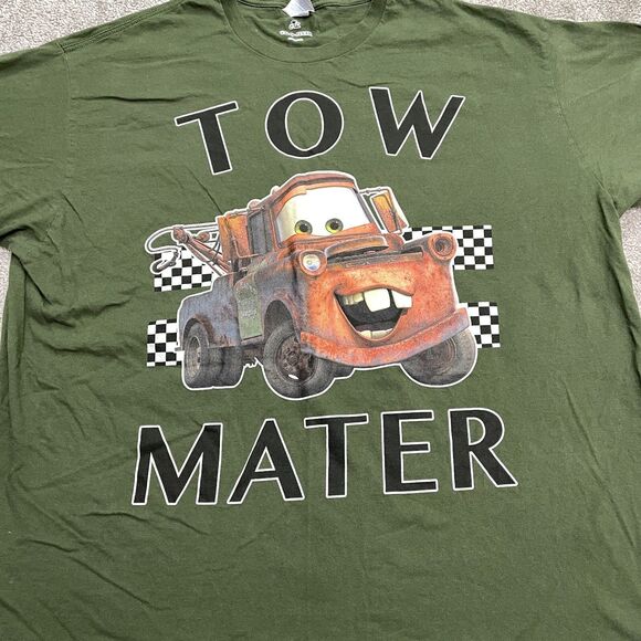 Port & Company x Disney Pixar Cars Tow Mater Graphic T-Shirt Mens 2XL Green Crew - Picture 3 of 10